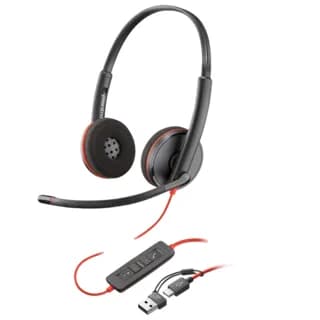 POLY BLACKWIRE 3220 STEREO USB-C HEADSET +USB-C/A ADAPTER