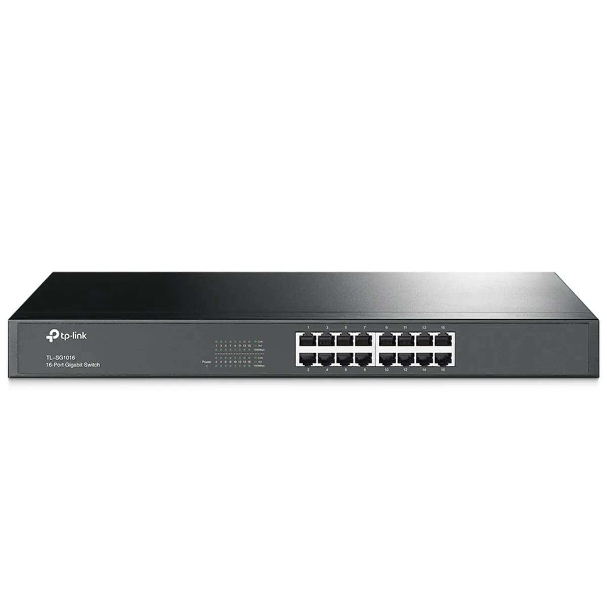 TPLINK 16-PORT GIGABIT SWITCH, 16 10/100/1000M RJ45 PORTS, 1U 19-INCH RACK-MOUNTABLE STEEL CASE