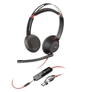 POLY BLACKWIRE 5220 STEREO USB-C HEADSET +3.5MM PLUG +USB-C/A ADAPTER