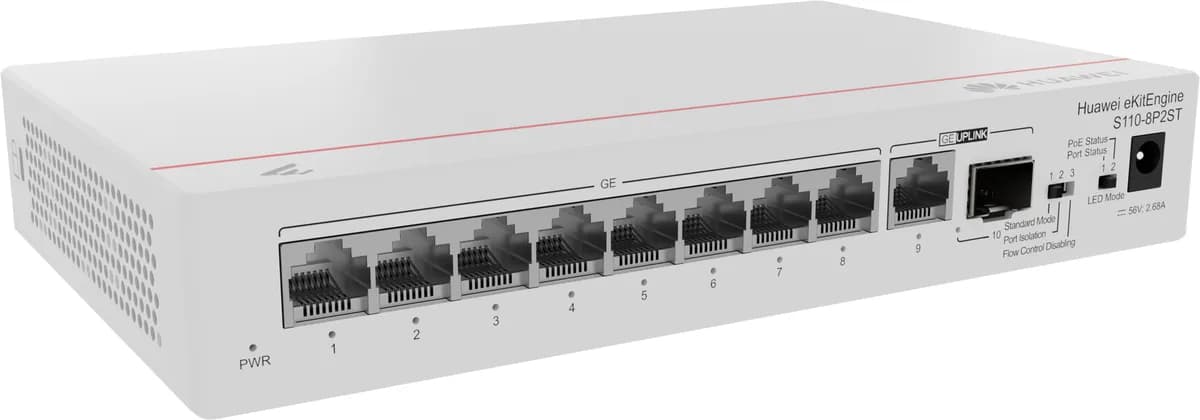 HUAWEI S110-8P2ST (8*10/100/1000BASE-T PORTS, POE+ 1*GE SFP PORT, 1*10/100/1000BASE-T PORT, AC POWER