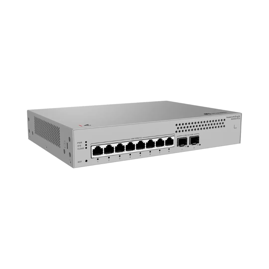 HUAWEI S220S-8T2J (8*10/100/1000BASE-T PORTS, 2*2.5GE SFP PORTS, BUILT-IN AC POWER, FANLESS)