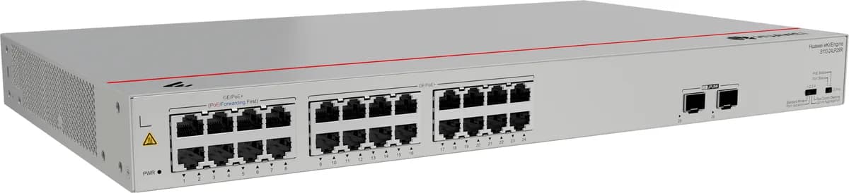 HUAWEI S110-24LP2SR (24*10/100/1000BASE-T PORTS, 2*GE SFP PORTS, POE+, AC POWER)