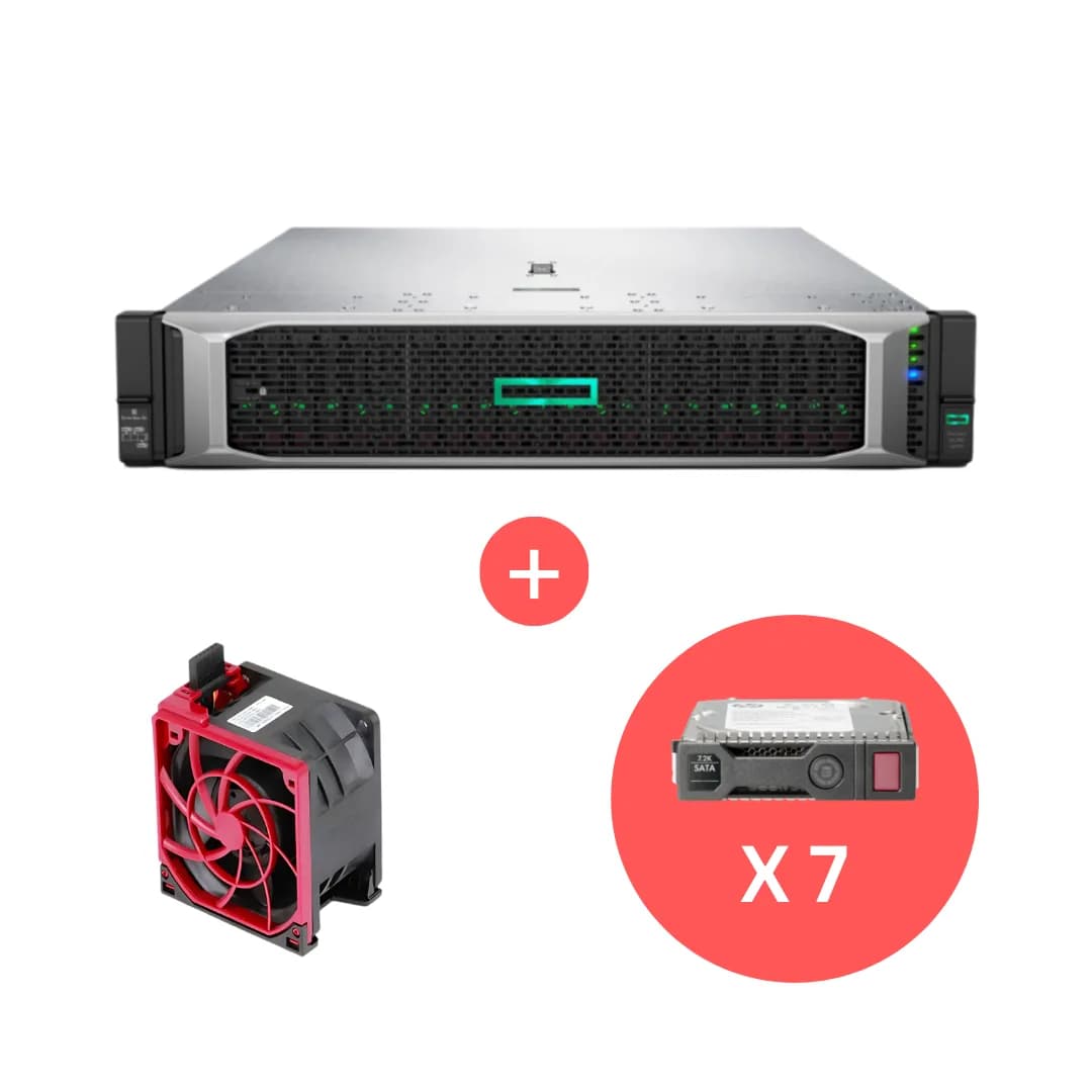 HPE DL380G10 3204 1.9GHZ 6-CORE 1P 16GB-R S100I NC 8LFF 500W HP-FAN + 7X 10TB SATA