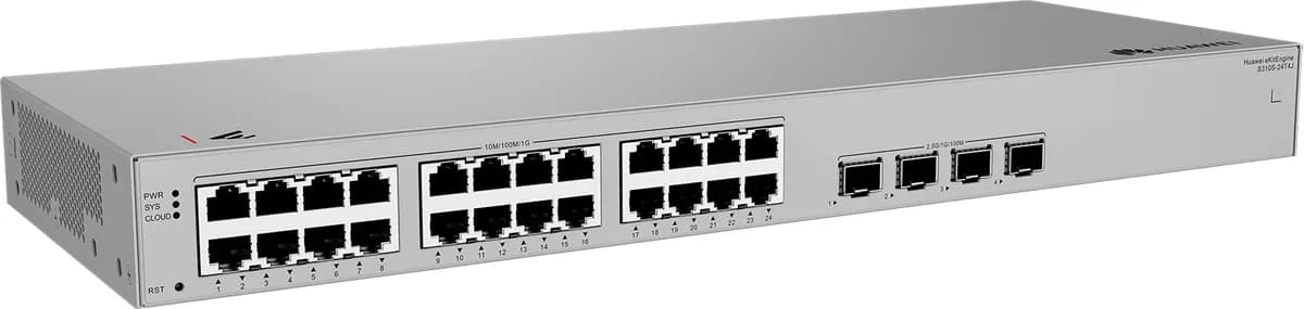 HUAWEI S310S-24T4J (24*10/100/1000BASE-T PORTS, 4*2.5GE SFP PORTS, BUILT-IN AC POWER, FANLESS)