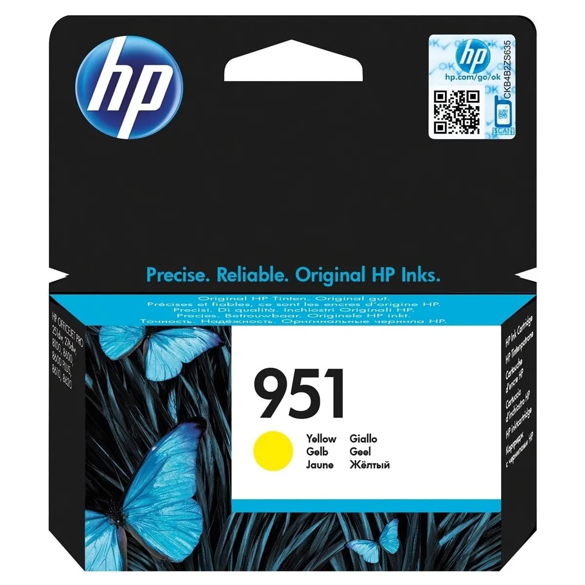 HP 951 YELLOW ORIGINAL INK CARTRIDGEHP OFFICEJET PRO 251/276/8100/8600/8610/8616/8620