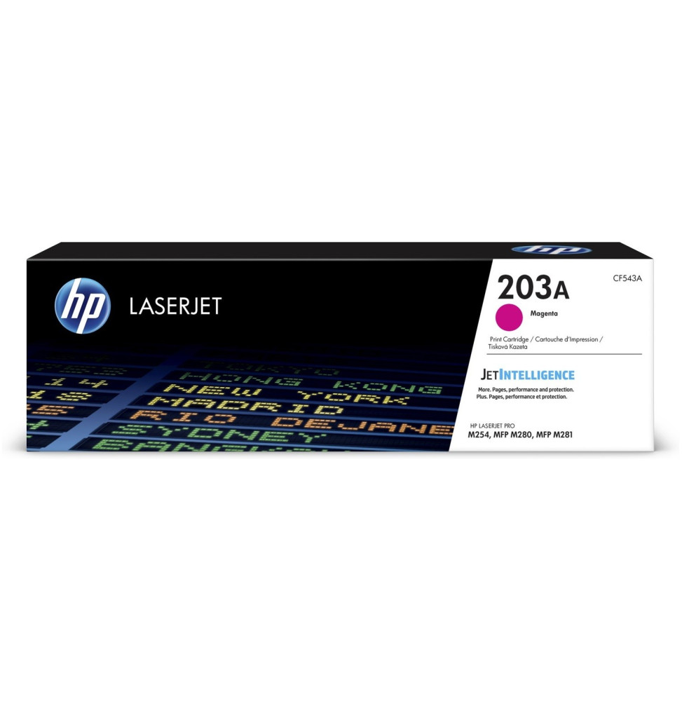 Cartouche de toner HP 203A LaserJet Magenta pour 1 300 pages d'impression haute qualité.