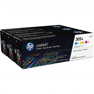 HP 305A 3-pack Cyan/Magenta/Yellow Original LaserJHP CLJ M451/M475 pack C/M/Y Crtg – Image 1
