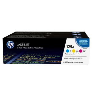 HP 125A 3-pack Cyan/Magenta/Yellow Original LaserJHP CLJ CP1215/1515 pack C/M/Y Crtg – Image 1