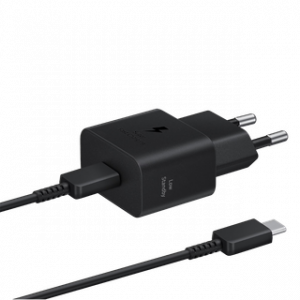 SAMSUNG 25W WALL CHARGER C-TO-C WITH C-TO-C CABLE BLACK – Image 1