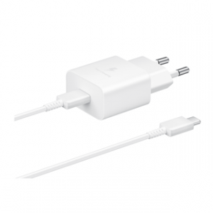 SAMSUNG 15W WALL CHARGER C-TO-C WITH C-TO-C CABLE WHITE – Image 1