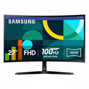 SAMSUNG MONITEUR 27''
SERIE D CURVED FULL-HD,VA,100HZ,4MS (GTG),NARROW BORDER DESIGN,EYE-CA NOIR 12M – Image 1