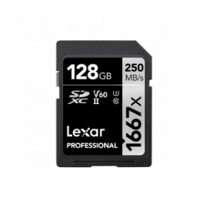 LEXAR CARTE SD SD1667X 128GB PROFESSIONAL 1667X SDXC™ UHS-II CARDS,UP TO 250MB/S
READ 120MB/S WR 12M – Image 1