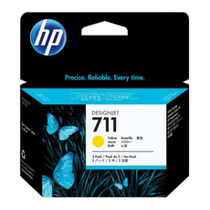 HP 711 3-PACK 29ML YELLOW DESIGNJET INK CARTRIDGE HP DESIGNJET T520 /T120 – Image 1