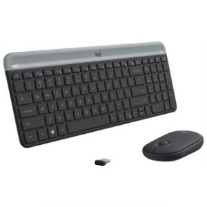 LOGITECH SLIM WIRELESS KEYBOARD AND MOUSE COMBO MK470 - GRAPHITE - FRA - CENTRAL 12M – Image 1