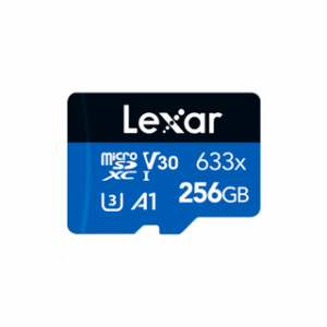 LEXAR CARTE SD MS633X 256GB HIGH-PERFORMANCE 633X MICROSDXC™ UHS-I WITH SD
ADAPTER, UP TO 100MB 12M – Image 1