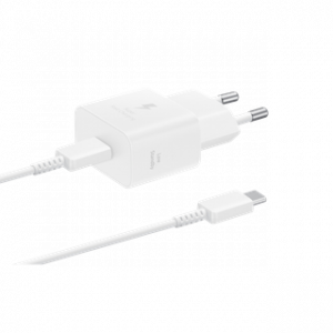 SAMSUNG 25W WALL CHARGER C-TO-C WITH C-TO-C CABLE WHITE – Image 1