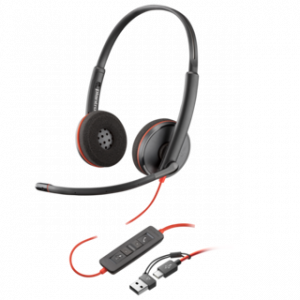 POLY BLACKWIRE 3220 STEREO USB-C HEADSET +USB-C/A ADAPTER – Image 1