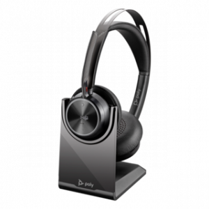 POLY VOYAGER FOCUS 2 MSTEAMS CERTIFIED USB-C-C HEADSET +USB-C/A ADAPTER +CHARGING STAND – Image 1