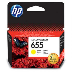 HP 655 YELLOW ORIGINAL INK ADVANTAGE CARTRIDGEDESKJET 3525/4615/4625/5525/6525 – Image 1
