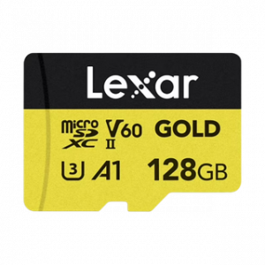 LEXAR CARTE SD MS GOLD 128GB GOLD MICROSDXC™ UHS-II CARDS, UP TO 280MB/S READ
AND 100MB/S WRITE 12M – Image 1
